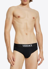 Versace Logo Waistband Briefs - Set of 3 Black 1020987 1A14783-1B000
