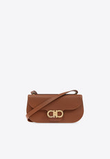 Ferragamo Double Gancini East-West Shoulder Bag in Hammered Leather