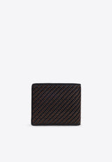Ferragamo Gancini Woven Leather Bi-Fold Wallet Brown 661714 GANCIO WOVEN 787103-T MORO NERO