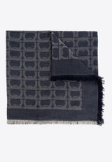 Ferragamo Gancini Pattern Fringed Scarf