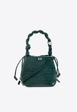 GANNI Bou Croc-Embossed Leather Bucket Bag
