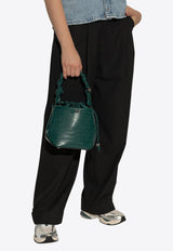 GANNI Bou Croc-Embossed Leather Bucket Bag