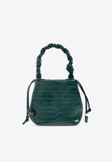 GANNI Bou Croc-Embossed Leather Bucket Bag