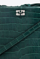 GANNI Bou Croc-Embossed Leather Bucket Bag