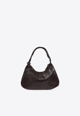 GANNI XXL Croc-Embossed Leather Shoulder Bag