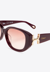 Chloé Marcie Oval Sunglasses Burgundy CH0237SK 0-003