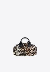 GANNI Mini Polochon Leopard Print Top Handle Bag