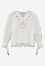 Chloé Broderie Anglaise Ruffled Blouse