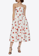 Self-Portrait Floral Print Strapless Midi Dress
