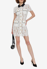 Self-Portrait Floral Lace Mini Shirt Dress