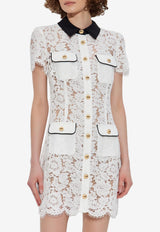 Self-Portrait Floral Lace Mini Shirt Dress