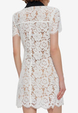 Self-Portrait Floral Lace Mini Shirt Dress