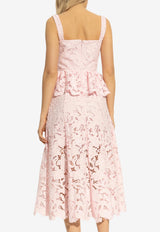 Self-Portrait Lace Peplum Midi Dress Pink PF25-112M-P 0-PINK