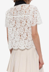 Self-Portrait Lace Cropped Shirt