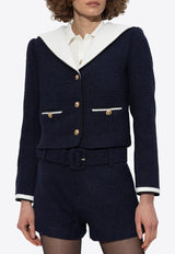 Self-Portrait Bouclè Cropped Sailor Jacket PF25-034J-BL 0-BLUE