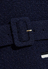 Self-Portrait Tweed Dress With Belt - Navy Blue PF25-034S-BL 0-BLUE