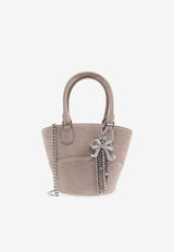 Self-Portrait Suede Tote Bag with Charms PF25-314B-GR 0-GREY