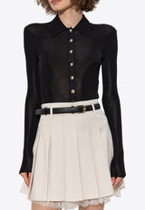 Self-Portrait Long-Sleeved Bodysuit PF25-113T-B 0-BLACK