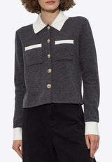 Self-Portrait Buttoned Cardigan - Grey PF25-048C-GR 0-GREY