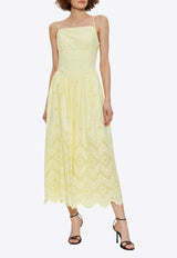 Self-Portrait Broderie Anglaise Midi Dress PF25-120M-Y 0-YELLOW