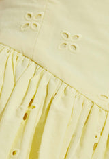 Self-Portrait Broderie Anglaise Midi Dress PF25-120M-Y 0-YELLOW