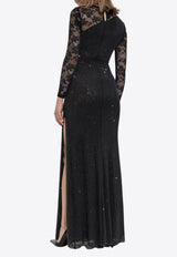 Self-Portrait Studded Lace Gown PF25-100XA-B 0-BLACK