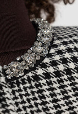 Self-Portrait Houndstooth Crystal-Trimmed Cropped Jacket PF25-111J-BW 0-BLACK AND WHITE