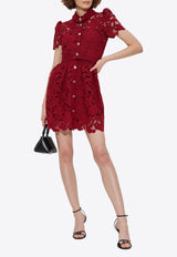 Self-Portrait Floral Lace Mini Shirt Dress Burgundy PF25-112S-BU 0-BURGUNDY