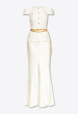 Self-Portrait Dress With Belt - White PF25-017XA-C 0-CREAM