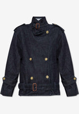 Self-Portrait Double-Breasted Denim Trench Jacket PF25-831J-BL 0-BLUE
