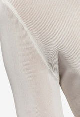 Self-Portrait Semi-Sheer Turtleneck Knit Top PF25-116T-W 0-WHITE