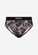 Tom Ford Leopard Print Logo Briefs Brown T4LC11110 0-258