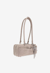 Self-Portrait Suede Shoulder Bag with Bow Charm Gray PF25-315A-GR 0-GREY