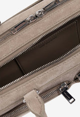 Self-Portrait Suede Shoulder Bag with Bow Charm Gray PF25-315A-GR 0-GREY