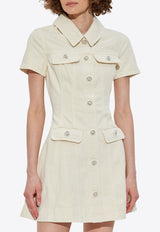 Self-Portrait Denim Mini Flared Dress PF25-811S-C 0-CREAM
