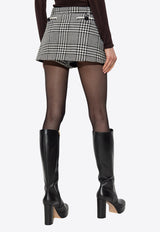 Self-Portrait Houndstooth Check Mini Shorts PF25-111SK-BW 0-BLACK AND WHITE