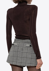 Self-Portrait High-Neck Fitted Top PF25-116T-BR 0-BROWN