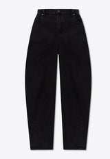 Self-Portrait Barrel-Leg Jeans PF25-827P-B 0-BLACK