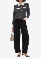 Self-Portrait Barrel-Leg Jeans PF25-827P-B 0-BLACK