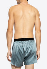Tom Ford Logo Silk Boxers Blue T4LE41010 0-424