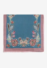 Etro Printed Wool Blend Scarf Blue WATA0005 AV767-X0885