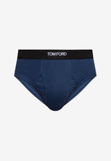 Tom Ford Branded Elastic-Waist Briefs Navy T4LC11040 0-438