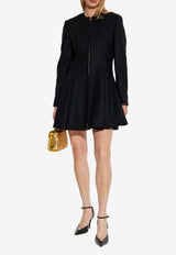 Versace Wool Zip-Up Flared Coat
