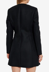Versace Wool Zip-Up Flared Coat