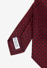 Ferragamo Gancini Jacquard Silk Tie Burgundy 351267 5 ALASSIO7J 784500-F ROSSO BLU