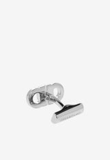 Ferragamo Double-Gancini Brass Cufflinks Silver 770385 CLNK GCATENA 784854-PALLADIO