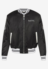 Alexander McQueen Rose Embroidery Satin Bomber Jacket