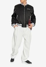 Alexander McQueen Rose Embroidery Satin Bomber Jacket