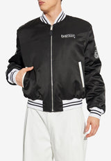 Alexander McQueen Rose Embroidery Satin Bomber Jacket