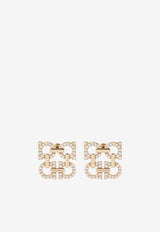 Ferragamo Four Gancini Crystal Embellished Stud Earrings